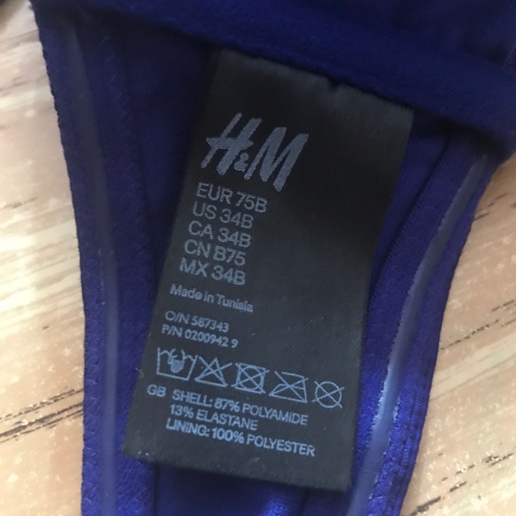 🌺 Blue H&M balconet swim top size 34B - Picture 3 of 3